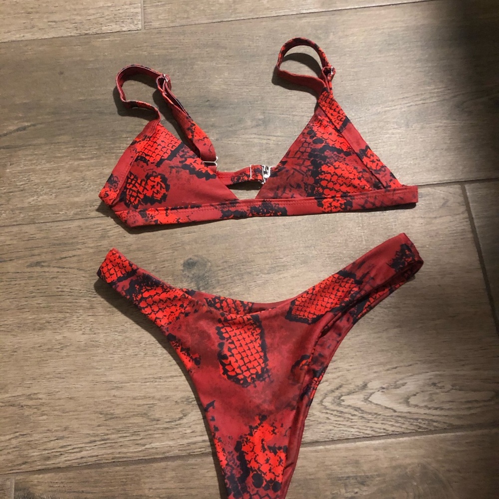 Red Snakeskin Bikini